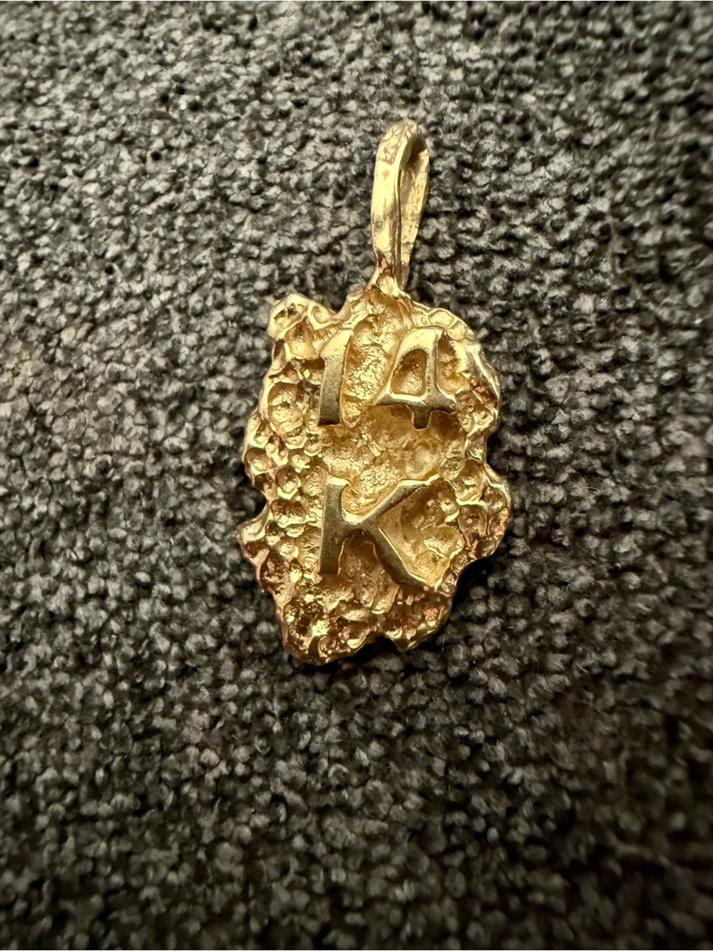 14K Gold Nugget Pendant Necklace Charm